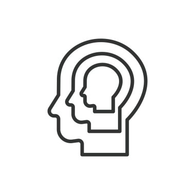 Çizgi dizaynında süper ego. Süper ego, Id, Ego, Freud teorisi, psikoloji, psikanaliz, beyaz arka plan vektöründeki kişilik. Süper ego düzenlenebilir vuruş simgesi