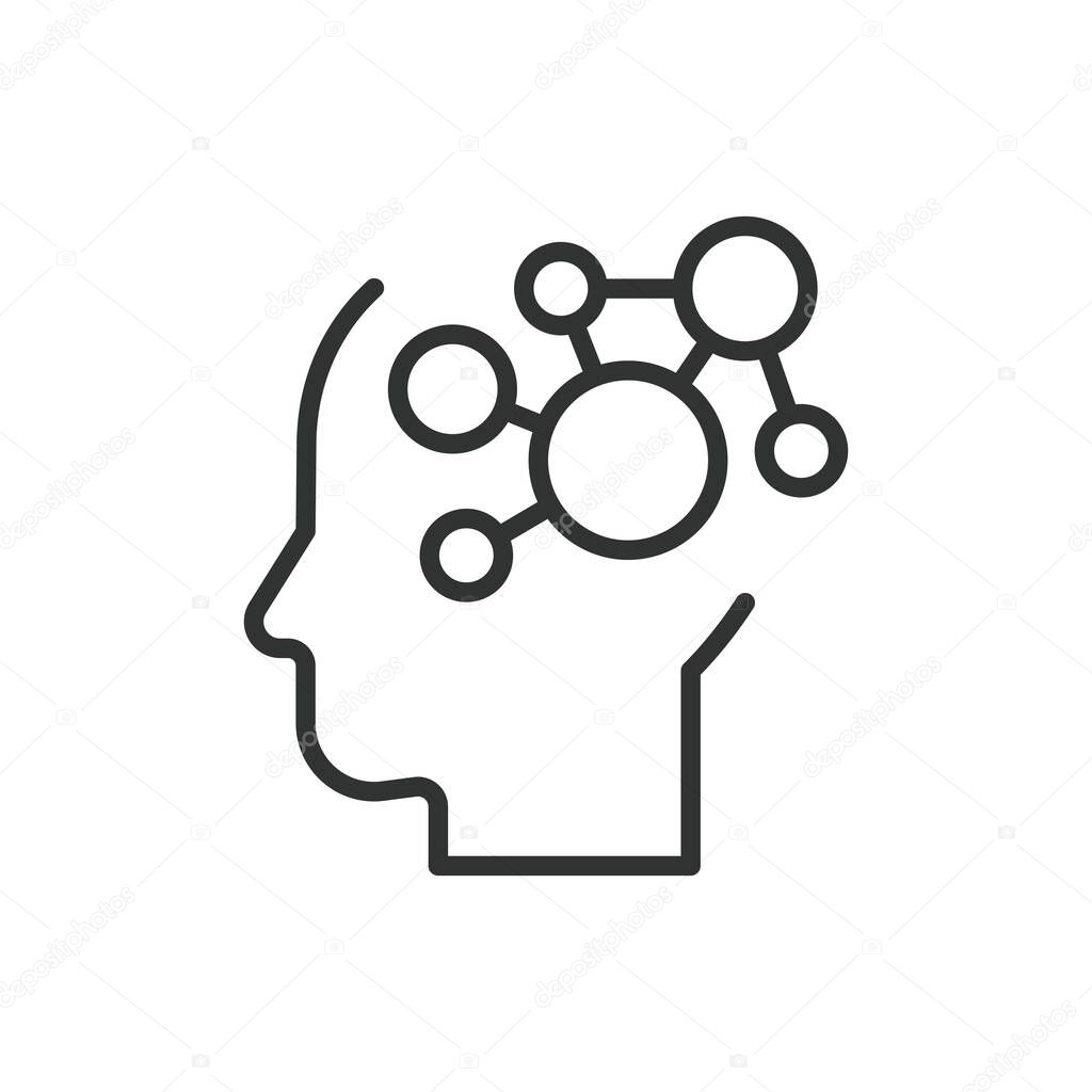 Psychology, in line design. Psychology, Mental health, Brain, Mind, Therapy, Counseling, Behavior on white background vector Psychology editable stroke icon