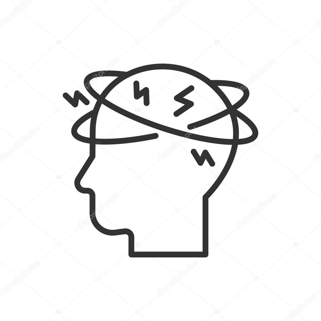 Anxiety, in line design. Anxiety, Stress, Worry, Fear, Nervousness, Panic, Tension on white background vector Anxiety editable stroke icon