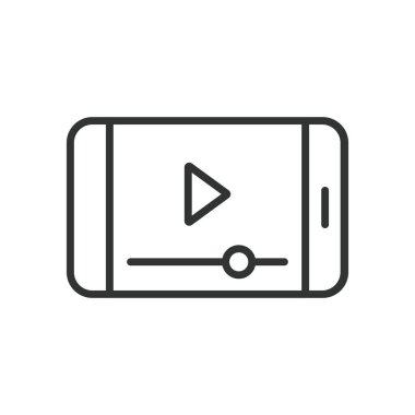 Video Düzenleme Uygulamaları, satır tasarımı. Düzenleyici, kurgu yazılımı, video kırpma, birleştirme, efektler, beyaz arkaplan vektörü üzerindeki video geçişleri. Video Düzenleme Uygulamaları, düzenlenebilir vuruş simgesi.