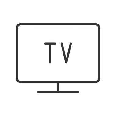 Televizyon dizaynı. Televizyon, ekran, uzaktan kumanda, yayın, televizyon ikonu, beyaz arka planda televizyon ekranı. TV değiştirilebilir vuruş simgesi