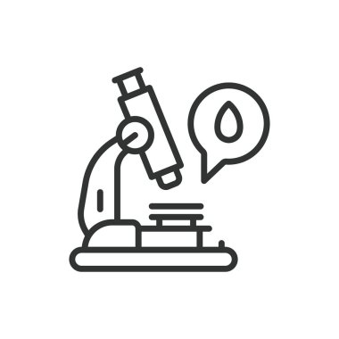 Mikroskopi analizi, sıra dizaynında. Mikroskopi analizi, mikroskop, laboratuvar, örnek, bilimsel araştırma, beyaz arka plan vektöründeki mikrop. Mikroskopi analiz edilebilir vuruş simgesi