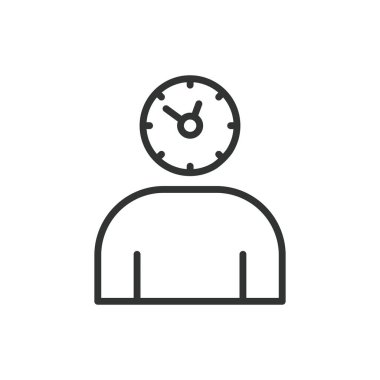 Çalışma saatleri, sıra tasarımı. Çalışma, zaman yönetimi, verimlilik, program, çalışma saatleri, ofis saatleri, iş saatleri beyaz arka plan vektörü. Çalışma saatleri düzenlenebilir vuruş simgesi