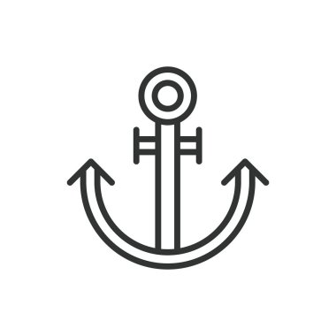 Gemi Anchor, sıra dizaynı. Gemi çapası, denizcilik, deniz, tekne, okyanus, deniz, beyaz arka plan vektörü. Gemi Anchor düzenlenebilir vuruş simgesi