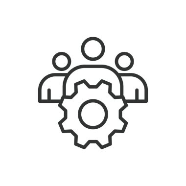 Takım verimliliği, sıra dizaynında. Takım verimliliği, işbirliği, verimlilik, takım çalışması, organizasyon, planlama, görev yönetimi beyaz arka plan vektörü. Takım verimliliği düzenlenebilir vuruş simgesi