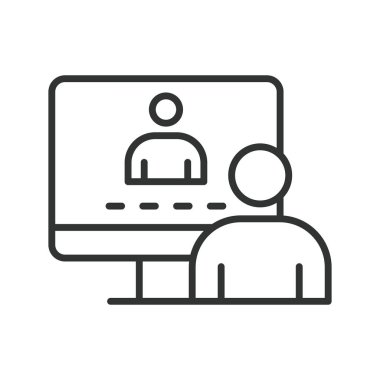 Çevrimiçi Öğrenme, satır tasarımı. Çevrimiçi öğrenme, e-öğrenme, dijital eğitim, sanal sınıf, uzaktan öğrenme, çevrimiçi kurslar, beyaz arka plan vektörü. Çevrimiçi Öğrenilebilir Okşama Simgesi