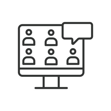 Çevrimiçi atölye çalışması, sıra dizaynı. Çevrimiçi atölye, eğitim, webinar, e-öğrenme, çevrimiçi sınıf, dijital atölye, uzaktan öğrenme, beyaz arka plan vektörü. Çevrimiçi, düzenlenebilir vuruş simgesi