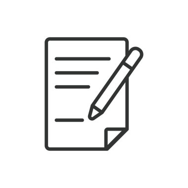 Brifing, sıra tasarımı. Brifing, sunum, toplantı, tartışma, özet, açıklama, beyaz arka plan vektörü hazırlığı. Satır tasarımı özeti düzenlenebilir vuruş simgesi