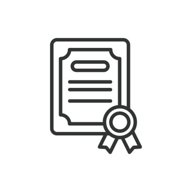 Finans diploması, sıra dizaynında. Finans diploması, sertifika, diploma, eğitim, finans kursu, beyaz arka plan vektörü başarısı. Finans diploması, satır tasarımı, düzenlenebilir vuruş simgesi