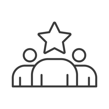 Takım lideri, sıra dizaynında. Takım, liderlik, liderlik, yönetici, rehberlik, yön, beyaz arka plan vektörü hakkında karar. Takım lideri, satır tasarımı düzenlenebilir vuruş simgesi