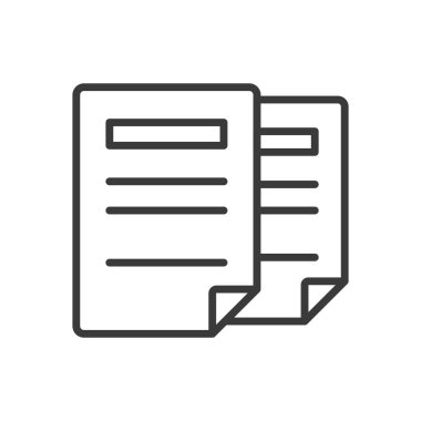 Çizgi dizaynında iki dosya. Dosyalar, belgeler, veriler, çifte, klasör, evraklar, beyaz arkaplan vektörü kayıtları. İki dosya düzenlenebilir vuruş simgesi