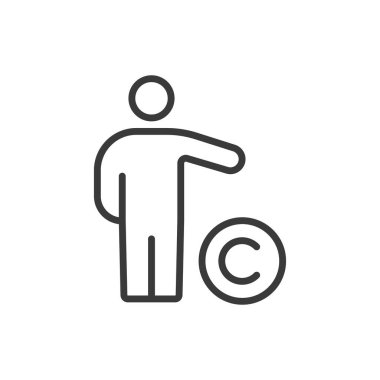 Telif Hakları Kontrolcüsü, satır tasarımı. Telif hakkı, denetleyici, onaylama, yasal, doğrulama, koruma, beyaz arka plan vektöründe entelektüel. Telif Hakları Denetleyici düzenlenebilir vuruş simgesi