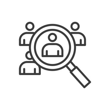 İnsanlar arıyor, sıra dizaynında. Arama, insanlar, askere alma, aday, profil, bulgu, beyaz arka plan vektöründe insan. İnsanlar değiştirilebilir vuruş simgesini ararlar