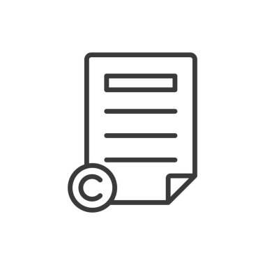 Telif hakkı belgeleri, satır tasarımı. Telif hakkı, belgeler, koruma, entellektüel mülkiyet, beyaz arka plan vektöründe yasal. Telif hakkı belgeleri düzenlenebilir vuruş simgesi