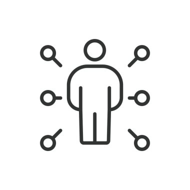 Satır tasarımında çoklu görev simgesi. Çoklu görev, verimlilik, verimlilik, odaklanma, zaman, denge, beyaz arka plan vektörü üzerinde hokkabazlık. Çoklu görev değiştirilebilir vuruş simgesi