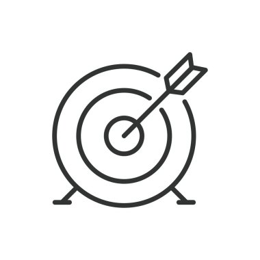 Satır tasarımında bir hedef simgesine ulaş. Hedef, başarı, hedef, motivasyon, ilerleme, beyaz arka plan vektöründe başarı. Düzenlenebilir bir hedef vuruş simgesine ulaş