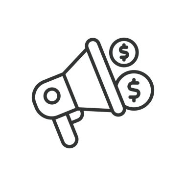 Hat dizaynında sahte simge. Shill, promosyon, pazarlama, nüfuz, reklam, aldatma, beyaz arka plan vektörü onayı. Düzenlenebilir vuruş simgesi