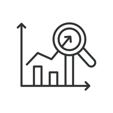 Satışlar, satır dizaynında ikon öngörüyor. Tahmin, satış, analiz, projeksiyon, trendler, gelir, beyaz arka plan vektörü verileri. Satışlar tahmin edilebilir düzenlenebilir vuruş simgesi