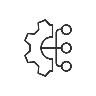 Satır tasarımında veri entegrasyon simgesi. Veri, entegrasyon, sistemler, yazılım, bağlantı, yönetim, beyaz arkaplan vektöründe transfer. Veri entegrasyonu düzenlenebilir vuruş simgesi