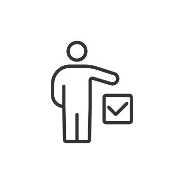 Bilinçli seçim, çizgi tasarımı ikonu. Bilinç, seçim, farkındalık, bilinçli, kasıtlı, karar, beyaz arka plan vektörü üzerine kasıtlı. Bilinçli seçim düzenlenebilir vuruş simgesi