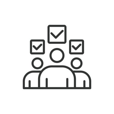 Seçmen oyları, tasarım ikonu. Seçim oyları, oylama sistemi, seçim koleji, seçim sonuçları, oy sayımı, temsil, beyaz arka planda seçmen kararı. Seçim oyları düzenlendi