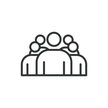 Büyük bir grup, tasarım simgesi. Grup, topluluk, kalabalık, insanlar, takım çalışması, toplanma, beyaz arka plan vektöründe birlik. Büyük grup düzenlenebilir vuruş simgesi