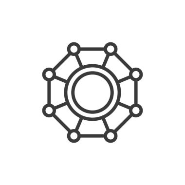 Çok kanallı pazarlama, satır tasarımı ikonu. Çoklu kanal, pazarlama, strateji, müdahale, kanallar, dijital, beyaz arka plan vektörü. Çokkanallı pazarlama düzenlenebilir vuruş simgesi