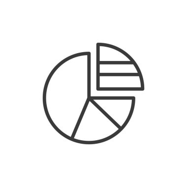 Pasta grafiği, tasarım ikonu. Turta, grafik, grafik, veri, istatistik, analiz, beyaz arkaplan vektörü segmenti. Pasta Grafiği düzenlenebilir vuruş simgesi