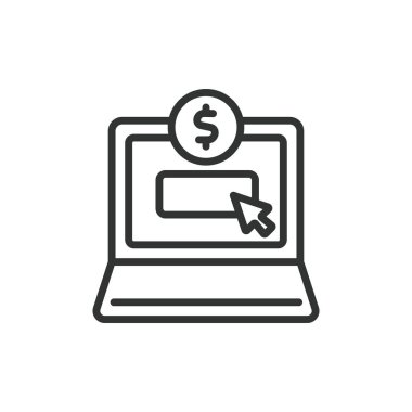 Web Charity Bağışı, tasarım ikonu. İnternet, hayır kurumu, bağış, çevrimiçi, bağış, destek, fon toplama beyaz arka plan vektörü. Web Yardım Bağışı düzenlenebilir vuruş simgesi teması