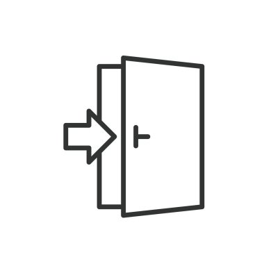 Giriş kapısı, satır tasarımı simgesi. Giriş, kapı, erişim, giriş, açma, şifre, beyaz arka plan vektöründeki güvenlik. Giriş kapısı düzenlenebilir vuruş simgesi