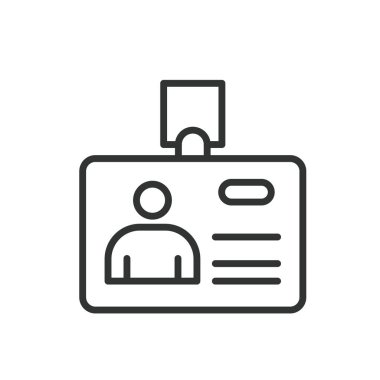 Çalışma izni, tasarım ikonu. İş, geçiş, erişim, kimlik, rozet, çalışan, beyaz arka planda güvenlik. Çalışma kartı düzenlenebilir vuruş simgesi