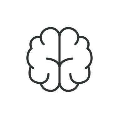 Beyin, çizgi tasarımı ikonu. Beyin, zihin, düşünme, zeka, nöronlar, sinaps, beyaz arkaplan vektörü kavramsal beyin düzenlenebilir vuruş simgesi