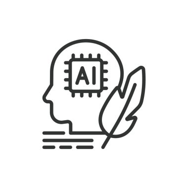 AI writer texts, icon in line design. AI, writer, texts, writing, artificial, intelligence, content on white background vector. AI writer texts editable stroke icon clipart