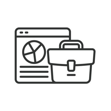 İş portföyü analitik, çizgi tasarımı ikonu. İş, portföy, analitik, strateji, büyüme, analiz, beyaz arka plan vektörüne yatırım. İş portföyü analitik düzenlenebilir vuruş simgesi