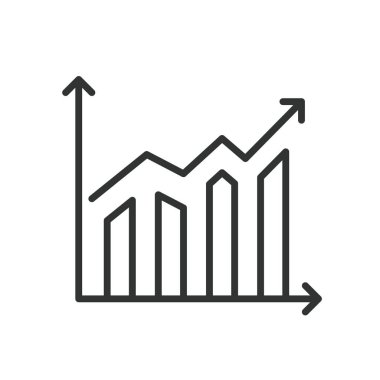 Progress chart, icon in line design. Progress, chart, growth, tracking, statistics, development, performance on white background vector. Progress chart editable stroke icon