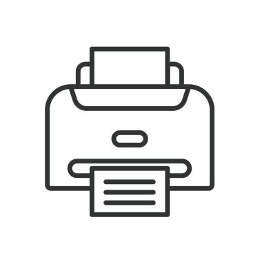 Yazıcı, satır tasarımı simgesi. Yazıcı, ofis, aygıt, yazdırma, kağıt, belge, beyaz arkaplan vektörü yazıcı düzenlenebilir vuruş simgesi üzerine mürekkep