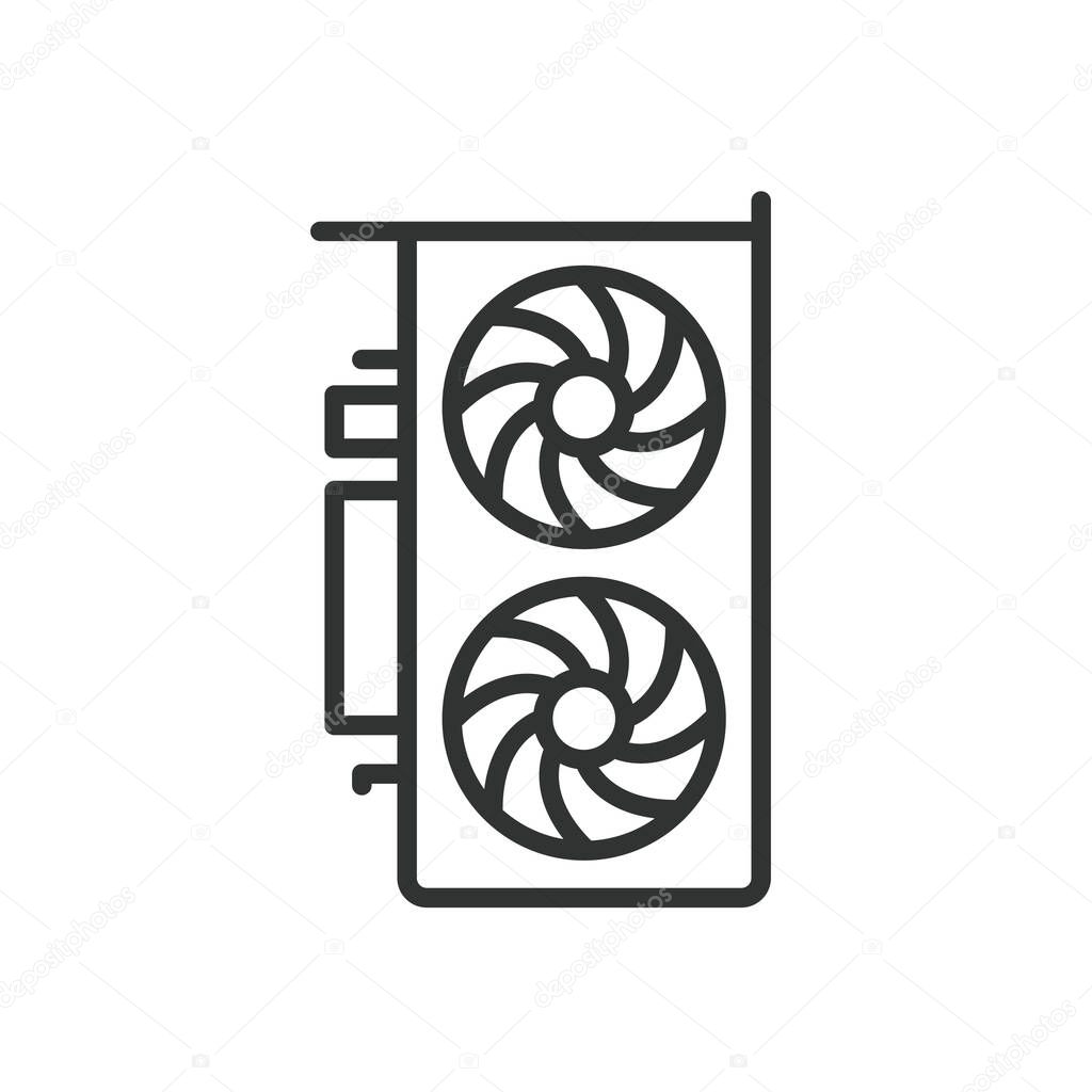 Video Card, icon in line design. Video, card, graphics, GPU, hardware, computer, performance on white background vector. Video Card editable stroke icon