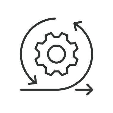 Verimliliği arttırıyor, çizgi dizaynında bir simge. Üretkenlik, büyüme, verimlilik, performans, gelişme, optimizasyon, beyaz arka plan vektöründe başarı. Verimliliği artıran düzenlenebilir vuruş simgesi