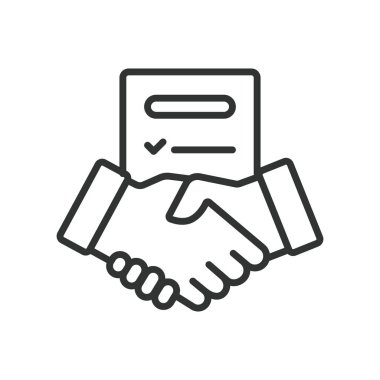 İki Parti Arasında Anlaşma Mektubu, tasarım simgesi. Anlaşma, mektup, partiler, anlaşma, imza beyaz arka plan vektörü. İki Parti Arasında Düzenlenebilir Okşama Simgesi