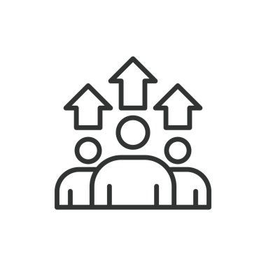 Grup Büyümesi, satır tasarımı simgesi. Grup, büyüme, takım, işbirliği, ilerleme, birlik, beyaz arka plan vektörü geliştirme. Grup Büyümesi düzenlenebilir vuruş simgesi