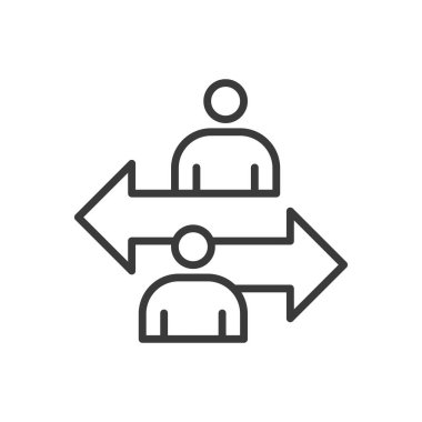 Sıkı pazarlıklar, tasarım ikonu. Müzakere, tartışma, anlaşma, çatışma, tartışma, uzlaşma, beyaz arka plan vektörü sözleşmesi. Sıkı pazarlıklar düzenlenebilir vuruş simgesi