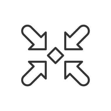 Bir noktaya odaklan, çizgi dizaynındaki ikon. Konsantrasyon, nokta, odak, hassasiyet, dikkat, hedef, beyaz arka plan vektörüne hizalama. Bir nokta düzenlenebilir vuruş simgesine yoğunlaş