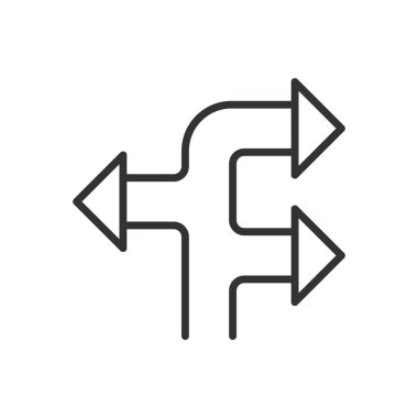 Farklı şekillerde ok, çizgi dizaynında simge. Ok, yön, yol, seçimler, rotalar, navigasyon, beyaz arkaplan vektörü seçenekleri. Farklı şekillerde ok düzenlenebilir vuruş simgesi