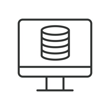 Sunucu izleme, satır tasarımı simgesi. Sunucu, izleme, ağ, sistem, performans, alarm, beyaz arkaplan vektöründe uptime. Sunucu denetleme düzenlenebilir vuruş simgesi