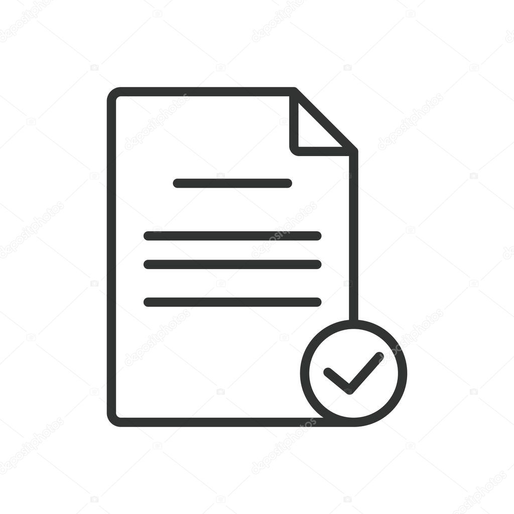 Documents done, icon in line design. Documents, done, file, completed, folder, office, task on white background vector. Documents done editable stroke icon