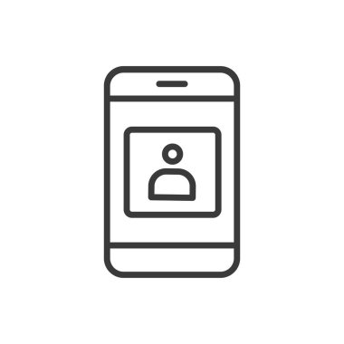 Telefon numarası, satır tasarımı simgesi. Telefon, kimlik, güvenlik, kimlik doğrulama, giriş, kullanıcı, beyaz arka plan vektörüne erişim. Telefon kimliği düzenlenebilir vuruş simgesi