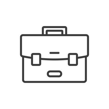 Deri evrak çantası, tasarım ikonu. Deri, evrak çantası, iş, profesyonel, çanta, ofis, beyaz arka plan vektöründeki aksesuarlar. Deri evrak çantası düzenlenebilir vuruş simgesi