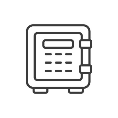 Para koruması, tasarım ikonu. Para, koruma, güvenlik, tasarruf, kalkan, güvenli, finansal olarak beyaz arka plan vektörü. Para koruması düzenlenebilir vuruş simgesi