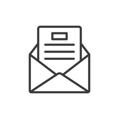 Açık e- posta, satır tasarımı simgesi. Açıldı, e- posta, mesaj, okundu, gelen kutusu, iletişim, dijital beyaz arkaplan vektörü. Açılan e- posta düzenlenebilir vuruş simgesi