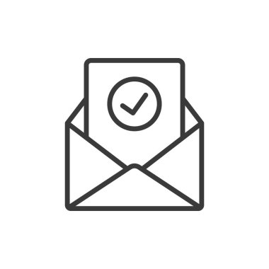 E- posta ve satır tasarımı simgesini kontrol et. Kontrol, e-posta, gelen kutusu, okunmamış, mesaj, bildirim, beyaz arkaplan vektörü üzerinde okunur. E- posta düzenlenebilir vuruş simgesini kontrol et